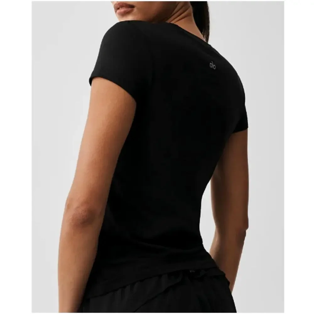 Alo Yoga Black Alosoft Finesse Tee Size M